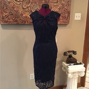 Navy lace keyhole cocktail dress size 6